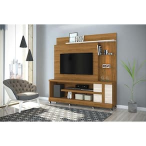 Estante Alan para TV de até 55 polegadas COM RODÍZIOS- NATURALE/ OFF WHITE - Madetec