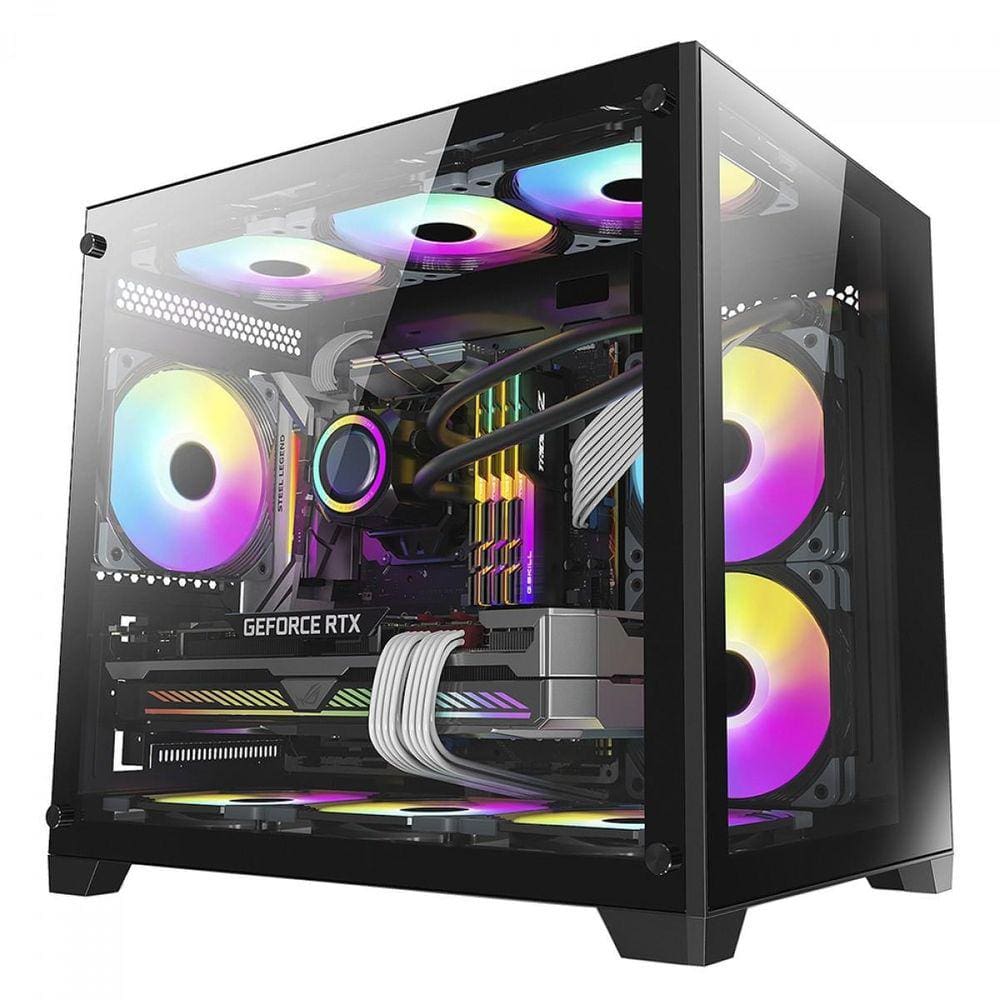 Gabinete Gamer Liketec Cube Kirra Dark Rgb Vidro Temperado