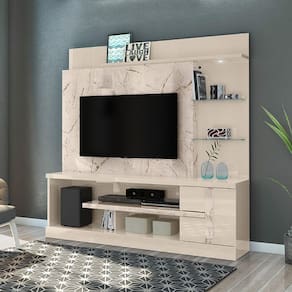 Estante Alan para TV de até 55 polegadas - CALACATA / OFF WHITE - Madetec