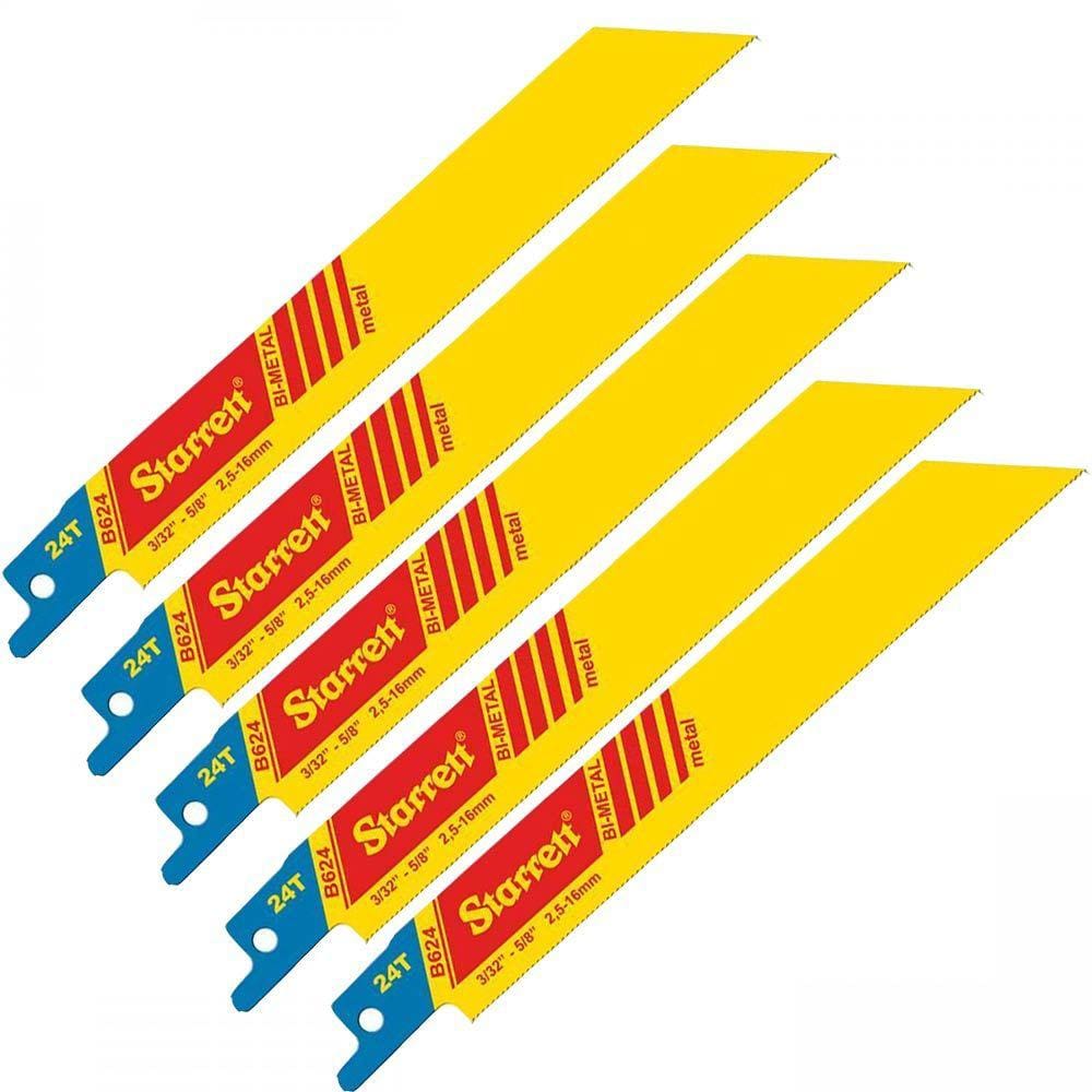 Kit 5 Lâminas Serra Sabre Corte de Metal 15cm B624 Starrett