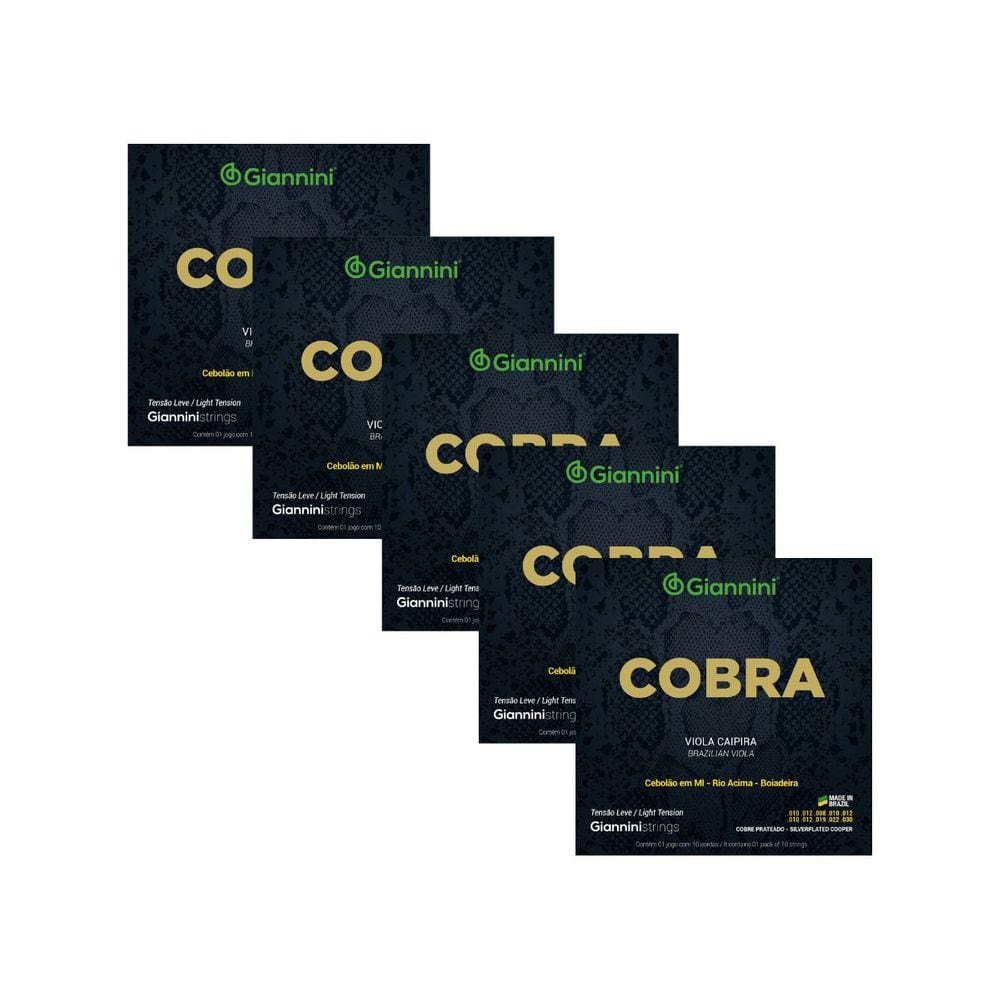 Kit 5 Encordoamento Viola Giannini Cobra GESVL Cobre Prateado Leve