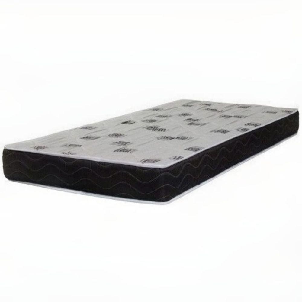Cama Box Baú Solteiro Conforto Sintético Cinza + Colchão Solteiro Conforto Espuma D33 24x88x188
