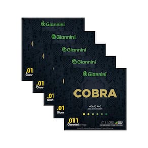 Kit 5 Encordoamento Violão Giannini Aço Cobra GEEFLKF Fósforo Bronze 0.011"