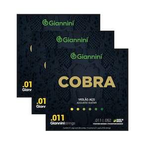 Kit 3 Encordoamento Violão Giannini Aço Cobra GEEFLKF Fósforo Bronze 0.011"