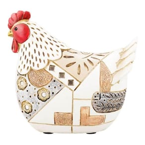 Enfeite Decoração Cozinha Galo Branco Em Resina - 18cm