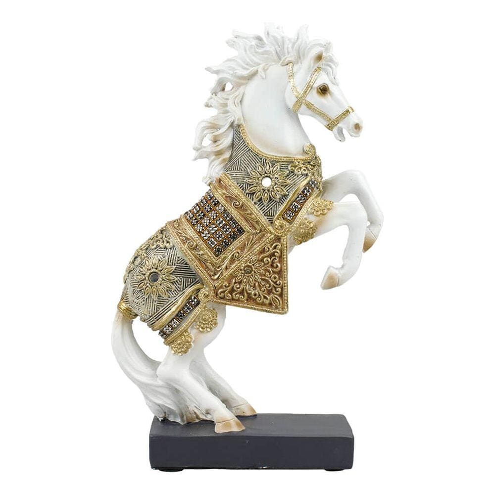 Enfeite Decoração Rack Sala Cavalo Branco Realista 23cm