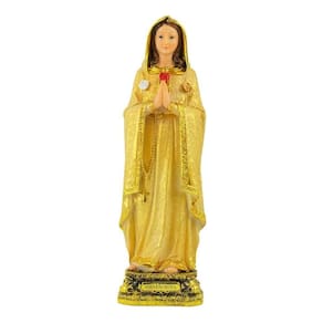 Enfeite Resina Imagem Maria Rosa Mística Dourada - 30cm