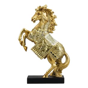Enfeite Resina Hipismo Cavalo Dourado Realista Grande 33cm