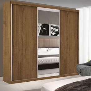 Guarda Roupa Casal 3 Portas de Correr e 3 Espelhos Evidence Minastex