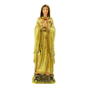 Enfeite Resina Imagem Maria Rosa Mística Dourada Grande 41cm