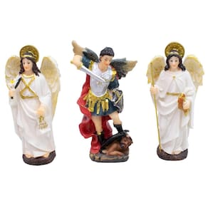 Enfeite Imagem Resina Três 3 Trio De Arcanjos Pequeno 11.5cm