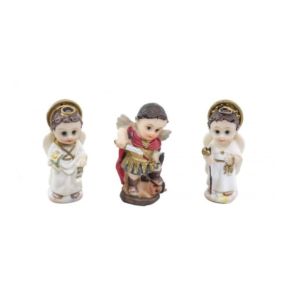 Trio Três Arcanjos Infantil São Miguel Gabriel Rafael 4cm