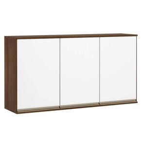 Armário Para Cozinha 120 Cm 3 Portas Dourado Com Branco
