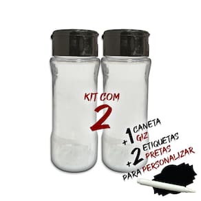 Kit 2 Potes T130 Tempero de Cozinha + Etiquetas + Caneta Giz