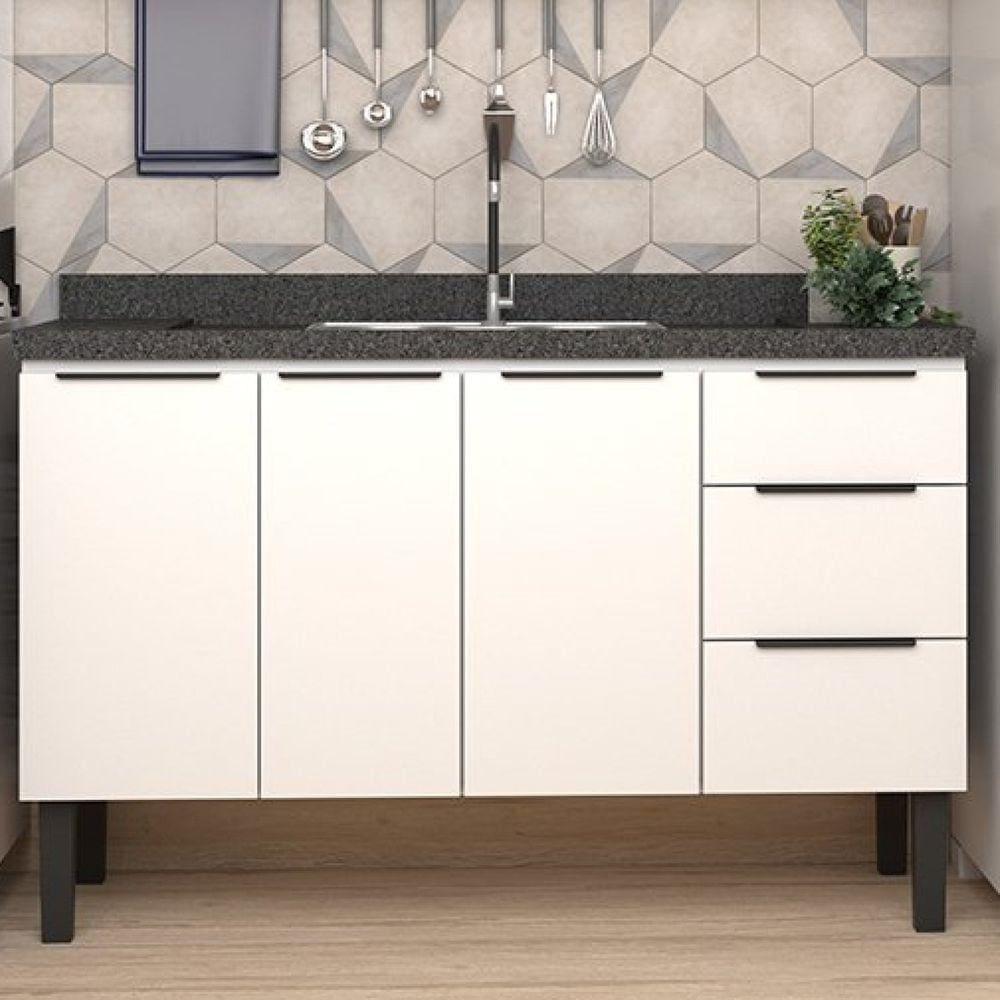 Balcão de Cozinha 3 Portas 3 Gavetas Júpiter Branco