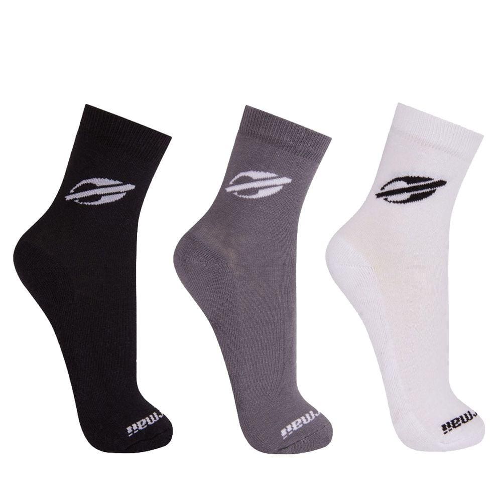 Kit 3 Meias Esportivas Mormaii Cano Médio Masculina Cores Preto Cinza e Branco Tamanho39 43