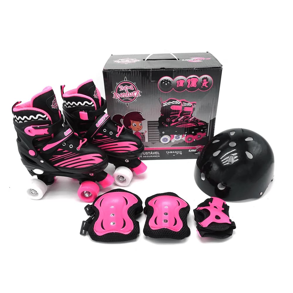 Patins Quad Ajustável com Kit Proteção Unitoys