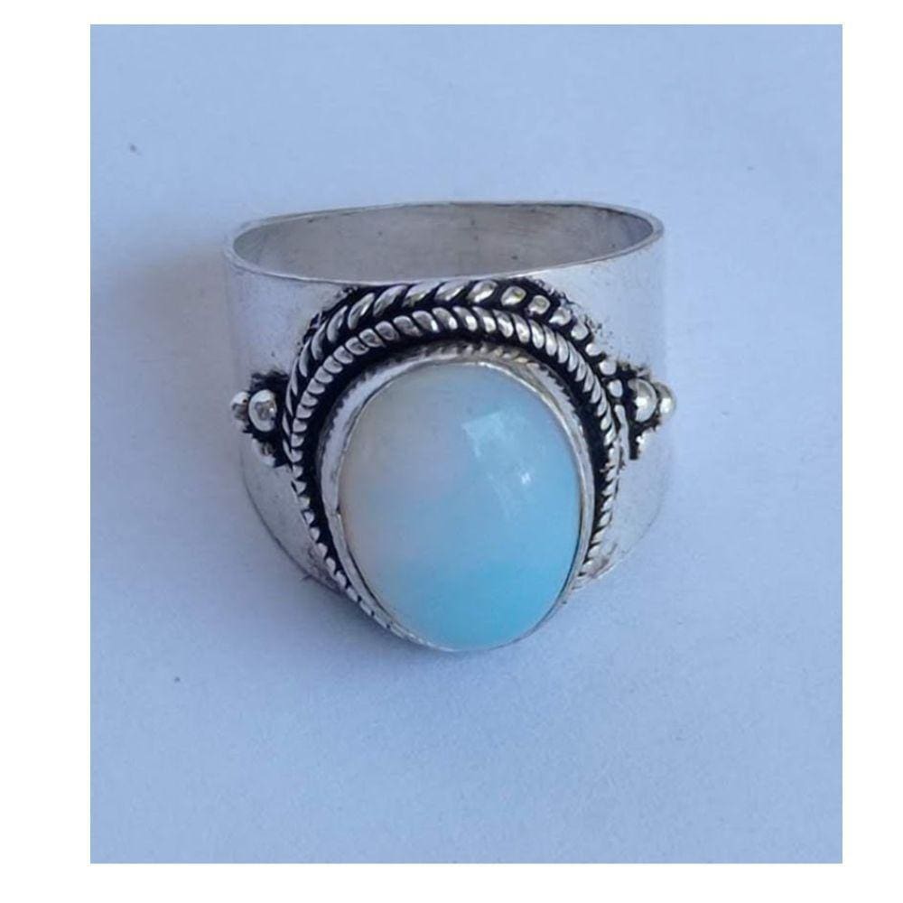 Anel Indiano com Quartzo Leitoso N°24