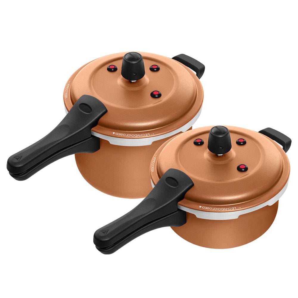 Kit Panela De Pressão 3 Litros E 5 Litros Antiaderente Fecho Externo Cobre Patolux