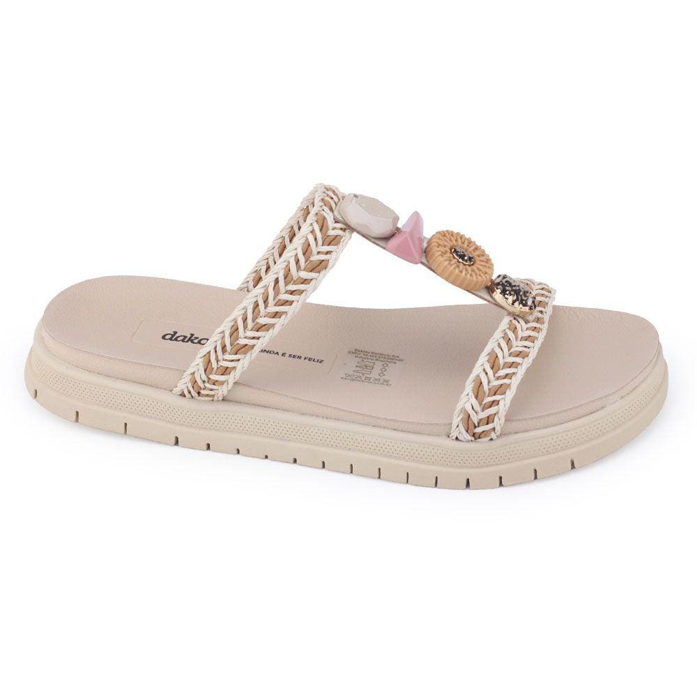 Sandália Flat feminina Dakota Y6802 Papete Pedraria Colorida