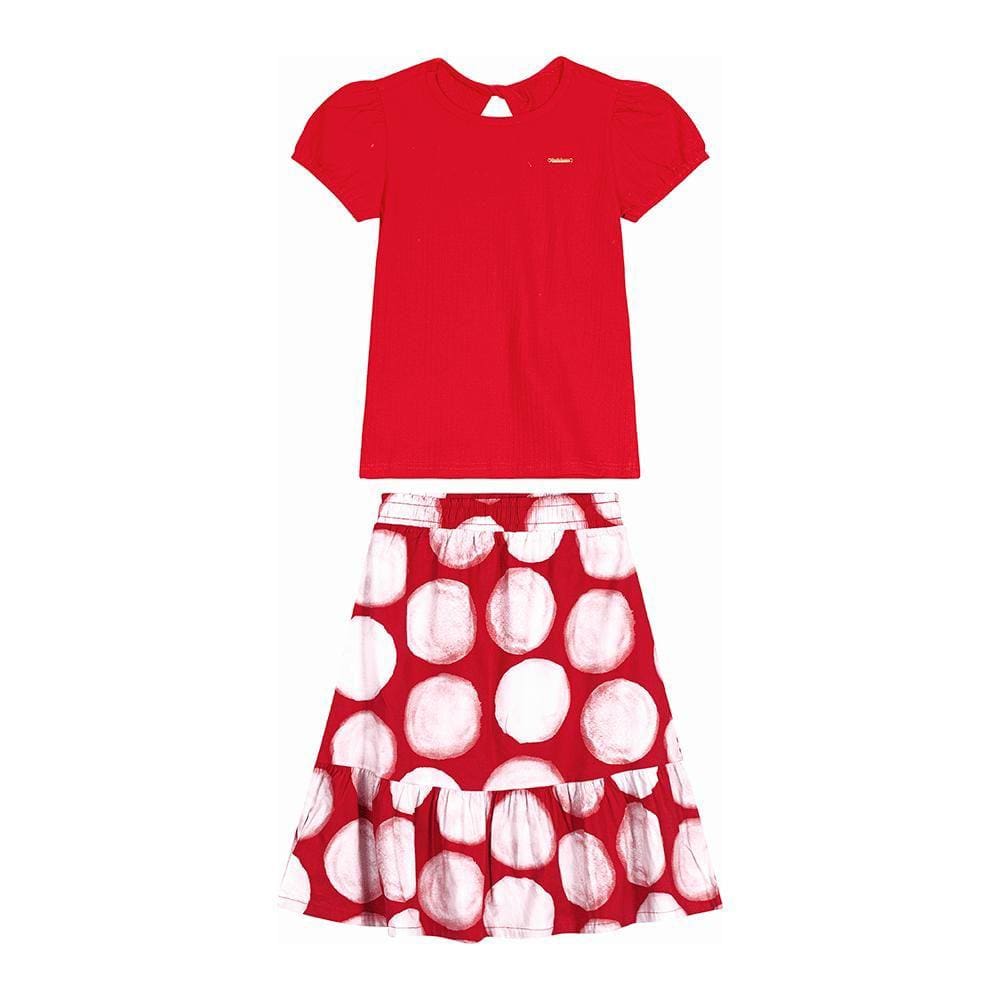 Conjunto Infantil Feminino Blusa Texturizada E Saia Midi Carinhoso Ref:1000108966 4/8