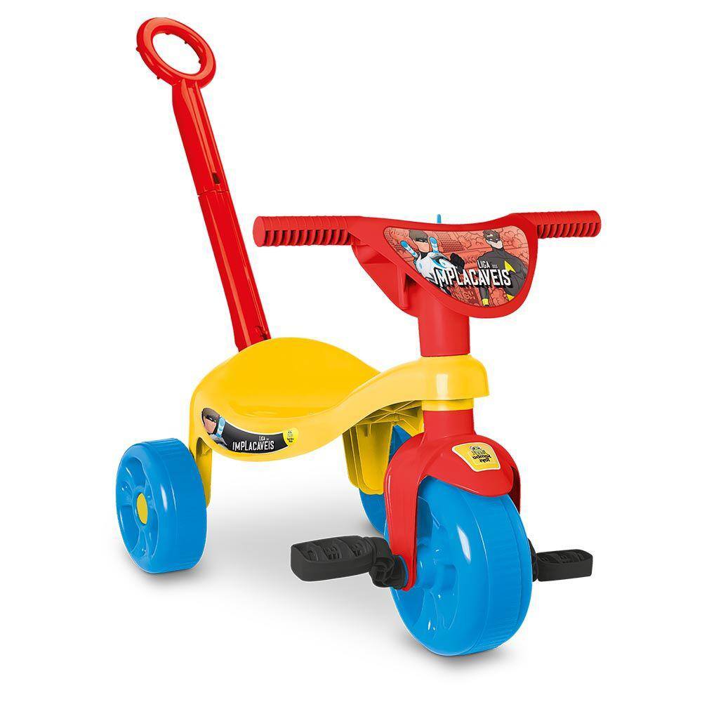 Triciclo Infantil com Haste Empurrador Pedal Motoca Velotrol 2 em