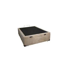 Cama Box Baú Viúvão Blindado Suede Bege Com 128Cm de Largura