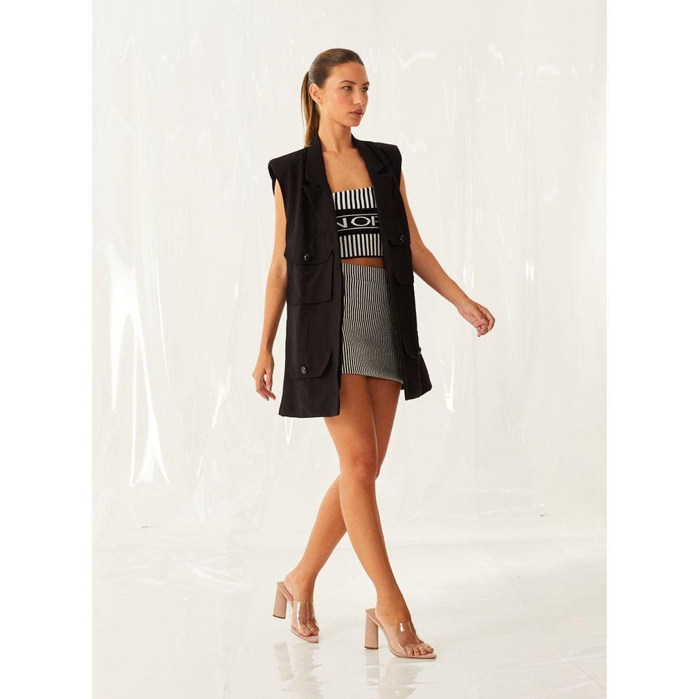 Top Logo Tricô Listrado OPEN FEMININO