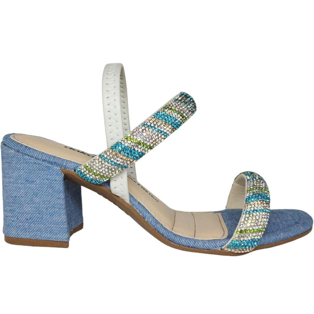 Sandália Feminina Salto Casual Médio Com Brilho Dakota Y6042