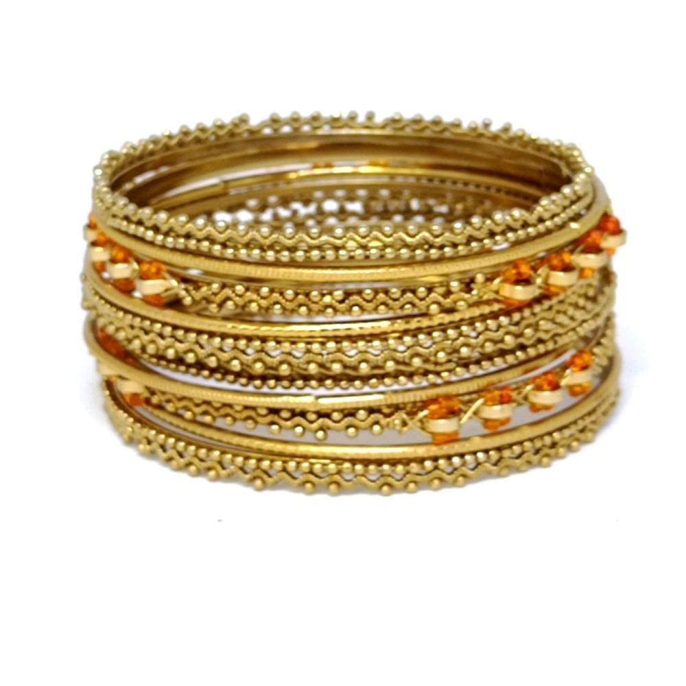 Conjunto de Pulseiras Indiana Dourada 8 Argolas