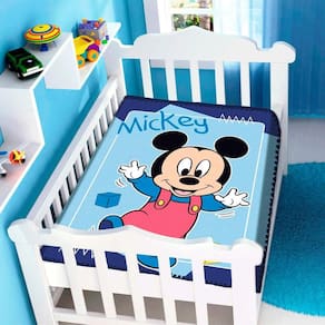 Cobertor De Bebê Raschel Mickey Passinhos Jolitex Ref:K8.1955005 90X1,10