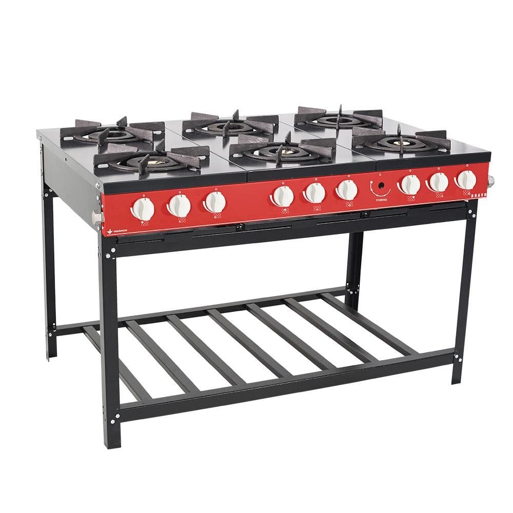 Fogão 6 Bocas Venâncio Bravo Vermelho - Br6bvm