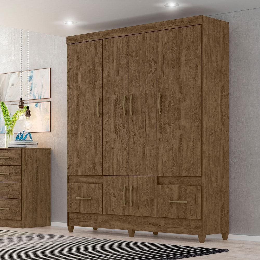 Guarda Roupa 6 Portas 2 Gavetas Castanho MS912 Moval 204x165x47 - Marrom