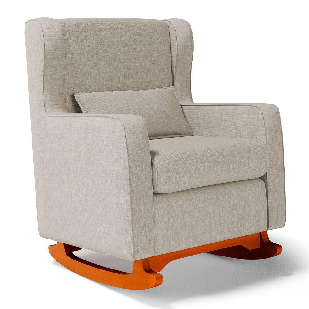 Poltrona de Amamentação e Descanso Zoe com Base Balanço Linho Bege - Desk Design
