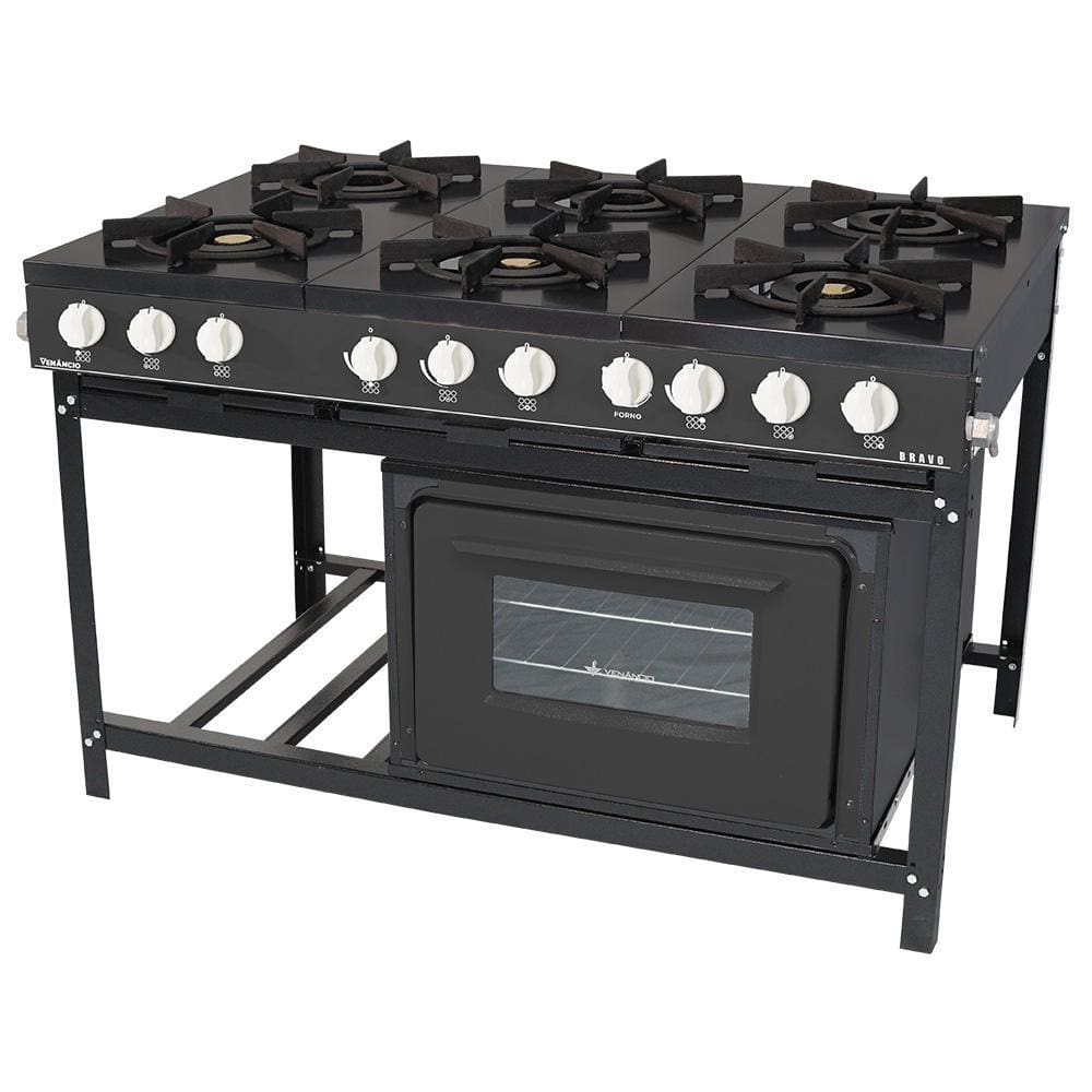 Fogão 6 Bocas Venâncio Bravo Com Forno Preto – Br6bfpr