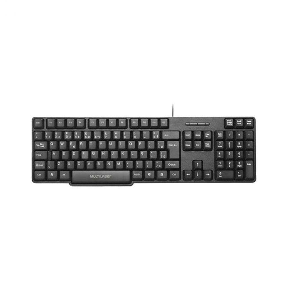 Teclado Básico Multilaser Slim, Qwerty, ABNT, Preto - TC225