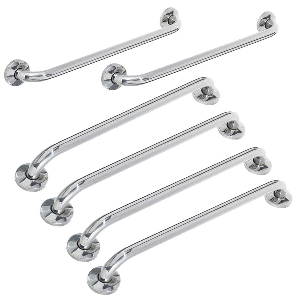 Alça de Apoio Barra Inox Kit 6 Unidades 70cm 80cm Deficiente Cadeirante Idoso Box Banheiro Corrimao Segurança Acessibilidade Suporte