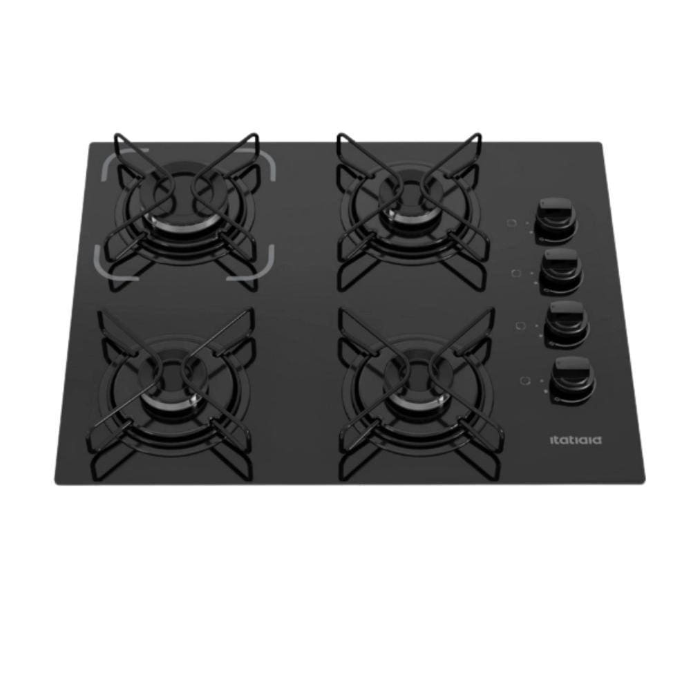 Cooktop 4 Bocas Itatiaia Essencial Vidro Temperado Preto Bivolt