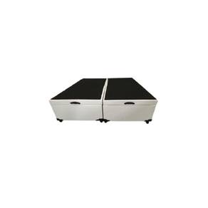 Cama Box Baú King Bipartido Sintético Branco Com Pistão A Gás