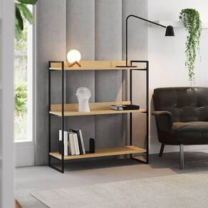 Buffet Aparador Industrial 3 Prateleiras Córdoba 95cm Preto e Castanho