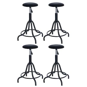 Kit 4 Banquetas Estofadas Cozinha Industrial Loft Giratória West Preto