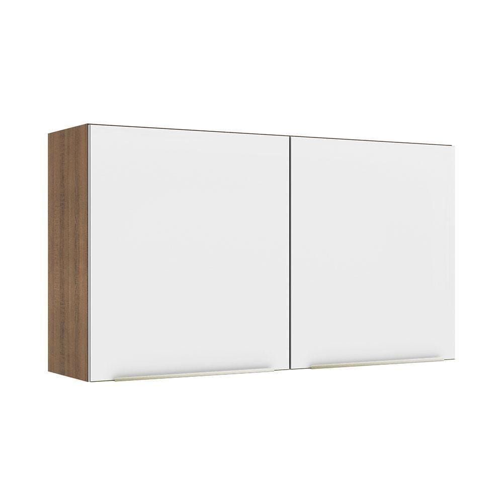 Armário Aéreo 120 Cm 2 Portas Rustic/Branco Veludo