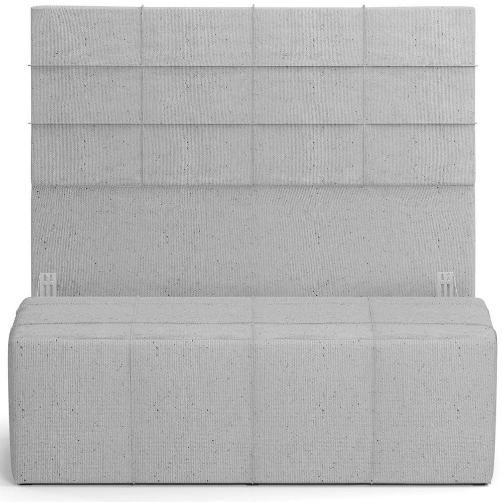 Kit Cabeceira Cama Box King 195cm com Calçadeira Roma W01 Linho Cinza- Lyam