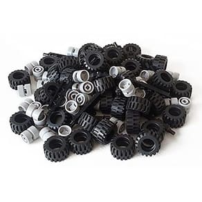 LEGO City Conjunto Rodas Preto 20 eixos/40 pneus/40 rodas cinza