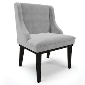 Cadeira Estofada Para Sala De Jantar Base Fixa De Madeira Preto Lia Suede Cinza