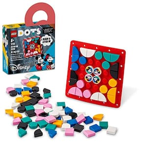 LEGO DOTS Disney Mickey Mouse & Minnie Mouse Stitch-on Patch 41963 Building Toy Set para crianças, meninos e meninas com mais de 8 anos; Kit de Artes