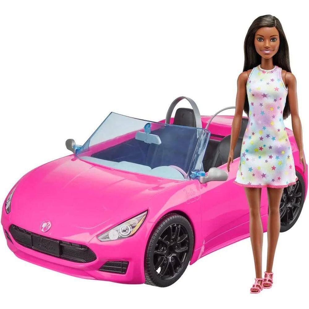 Boneca Barbie com Carro Fiat Rosa - Mattel