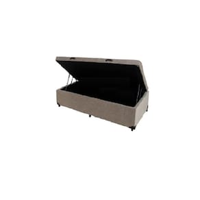 Cama Box Baú Solteiro Blindado Suede Bege