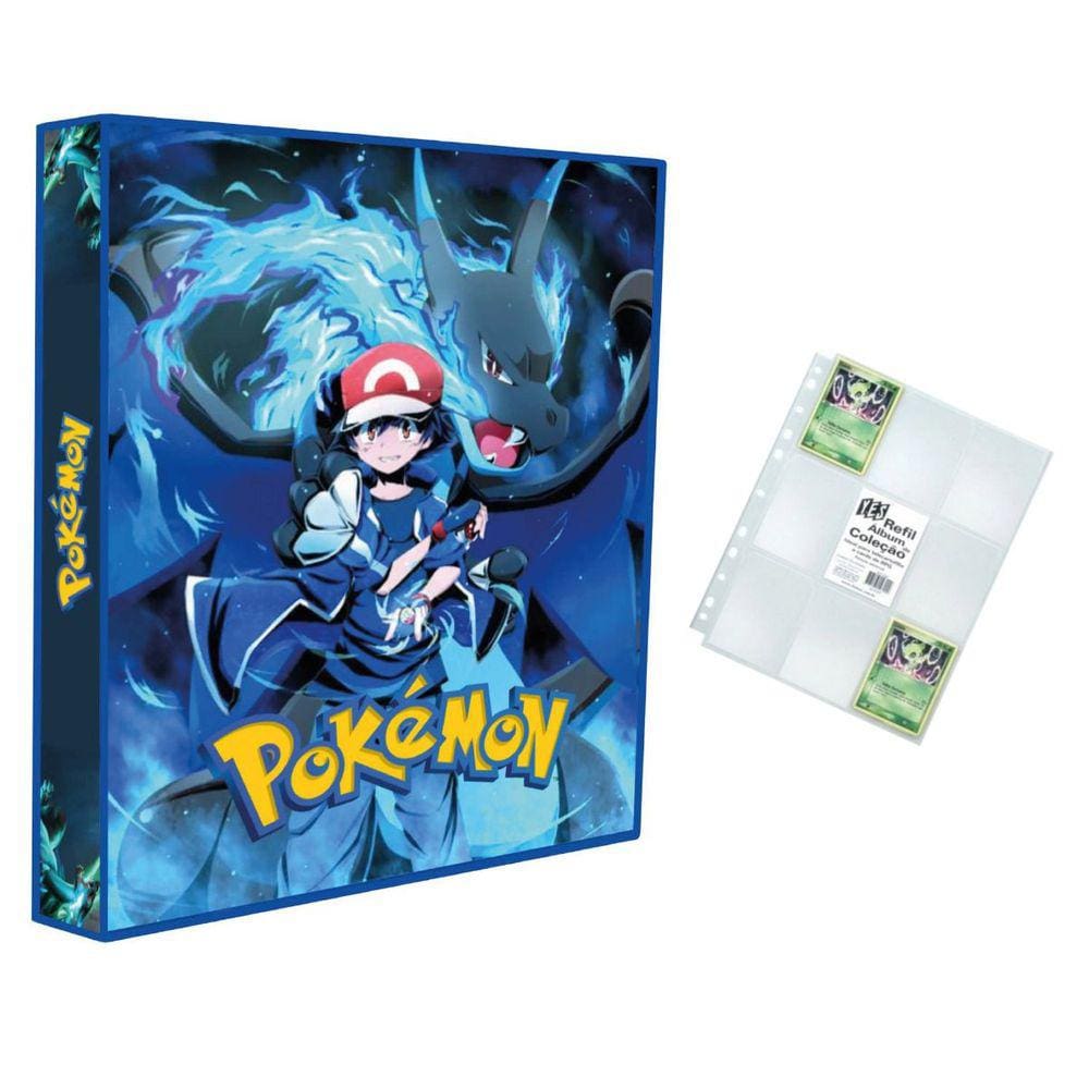 Álbum Pasta Fichário Pokemon com 10 Folhas | Casas Bahia