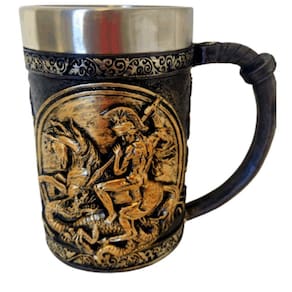 Caneca Viking São Jorge De Chopp Cerveja Inox/ Resina 600Ml